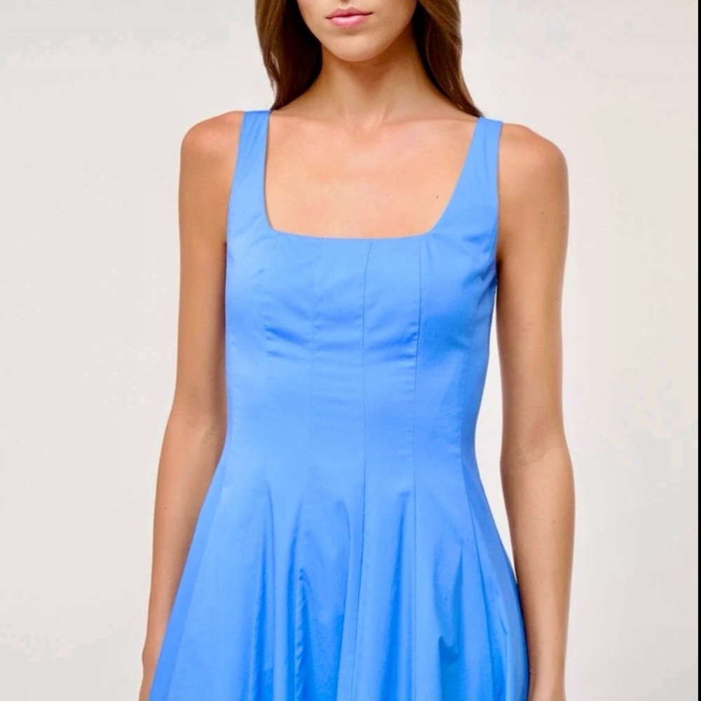 NWT Staud Wells Midi Dress Cornflower 🌟 Very Rare 🌟 - Picture 2 of 14